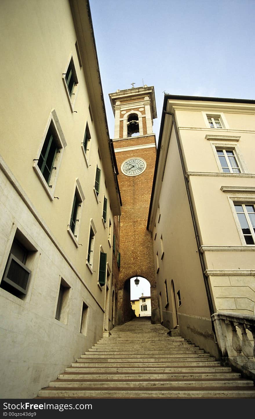 Stairs with bell tower, Italy