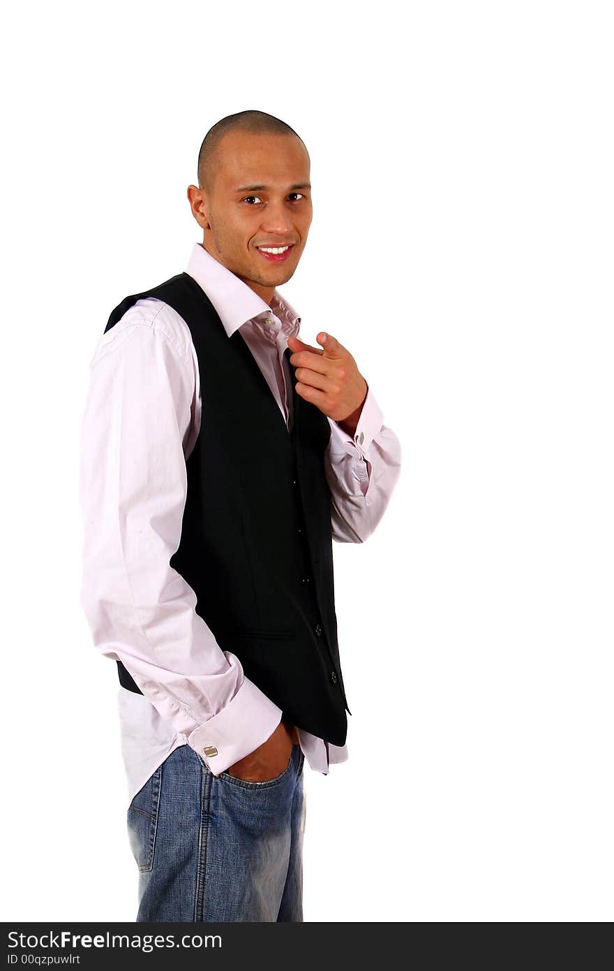 Young man in stylish business fashion - over white background. Young man in stylish business fashion - over white background.