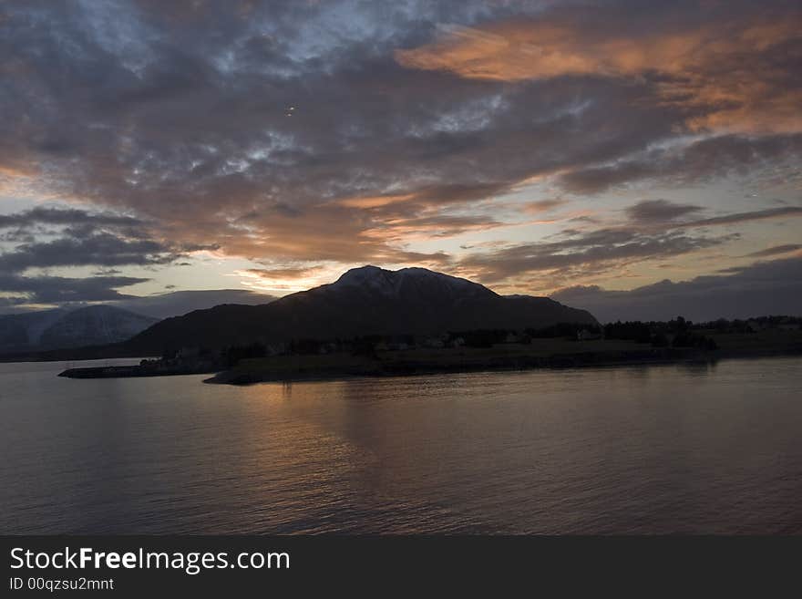 Gorgeous sunset in the islands of norway fiord. Gorgeous sunset in the islands of norway fiord