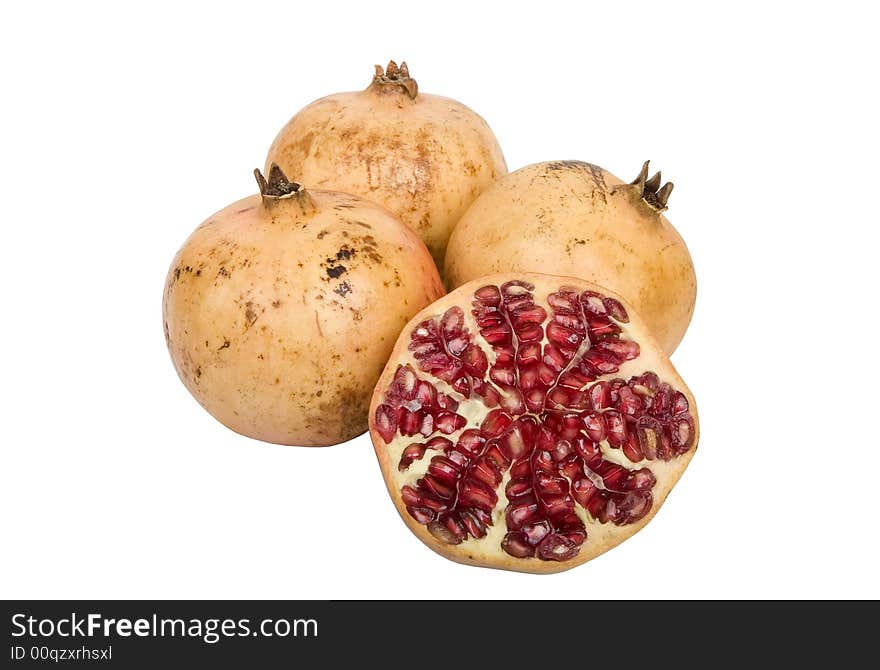 Pomegranate ( Punica granatum ) fruits isolated on white. Pomegranate ( Punica granatum ) fruits isolated on white