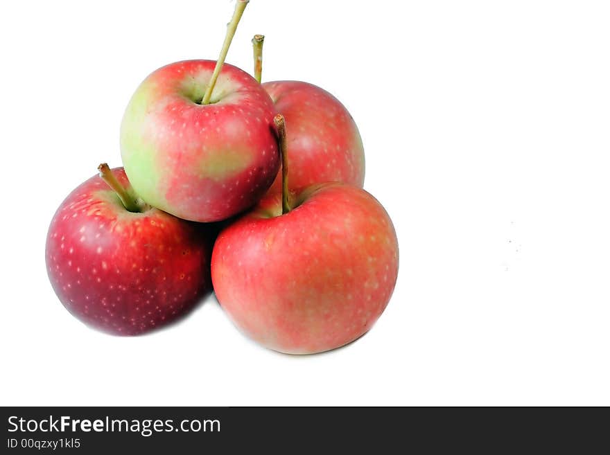 Red apples on the isolated background