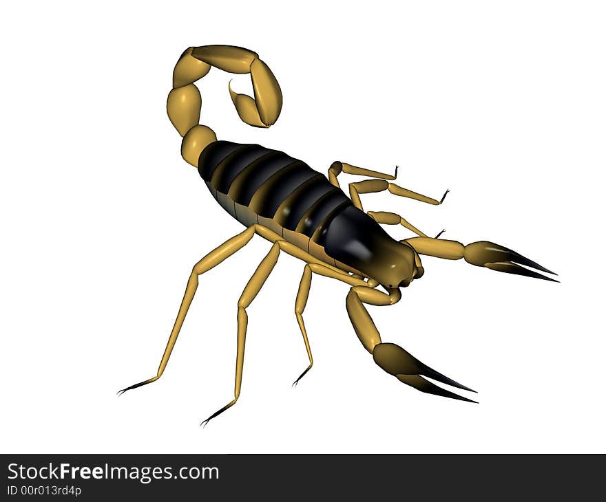 3d model of scorpion, rendered on white background