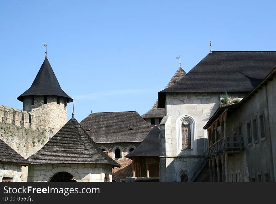 Buildings in old fortress Hotin Ukraine