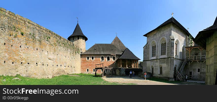 Buildings in old fortress Hotin Ukraine