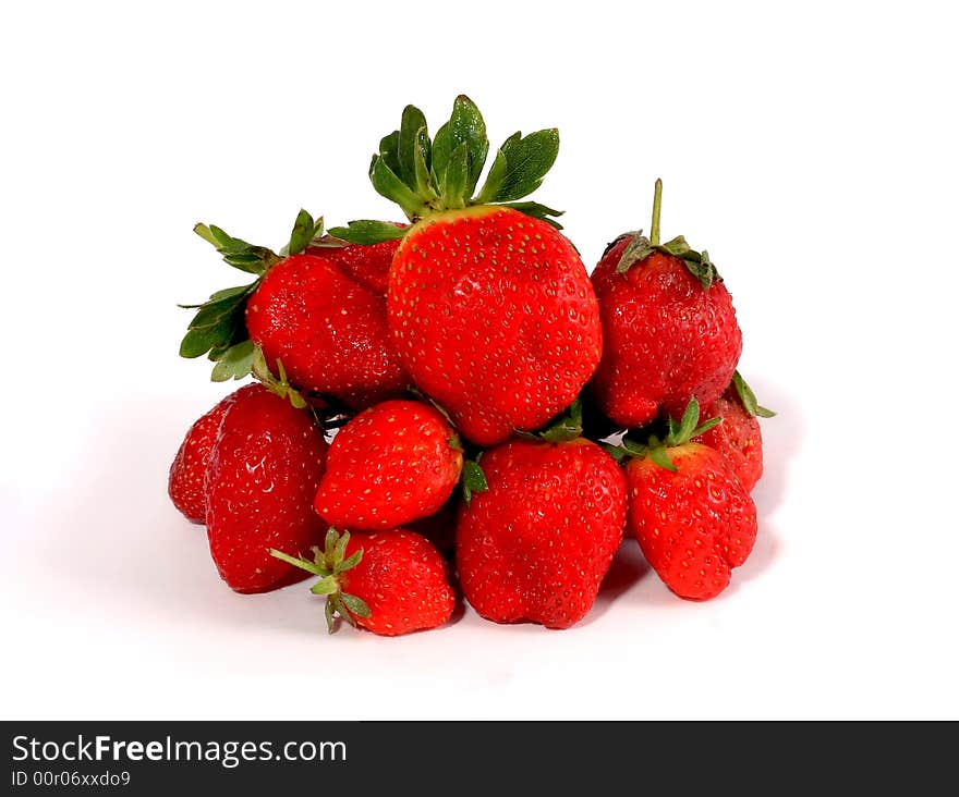 Strawberries on the white  backround