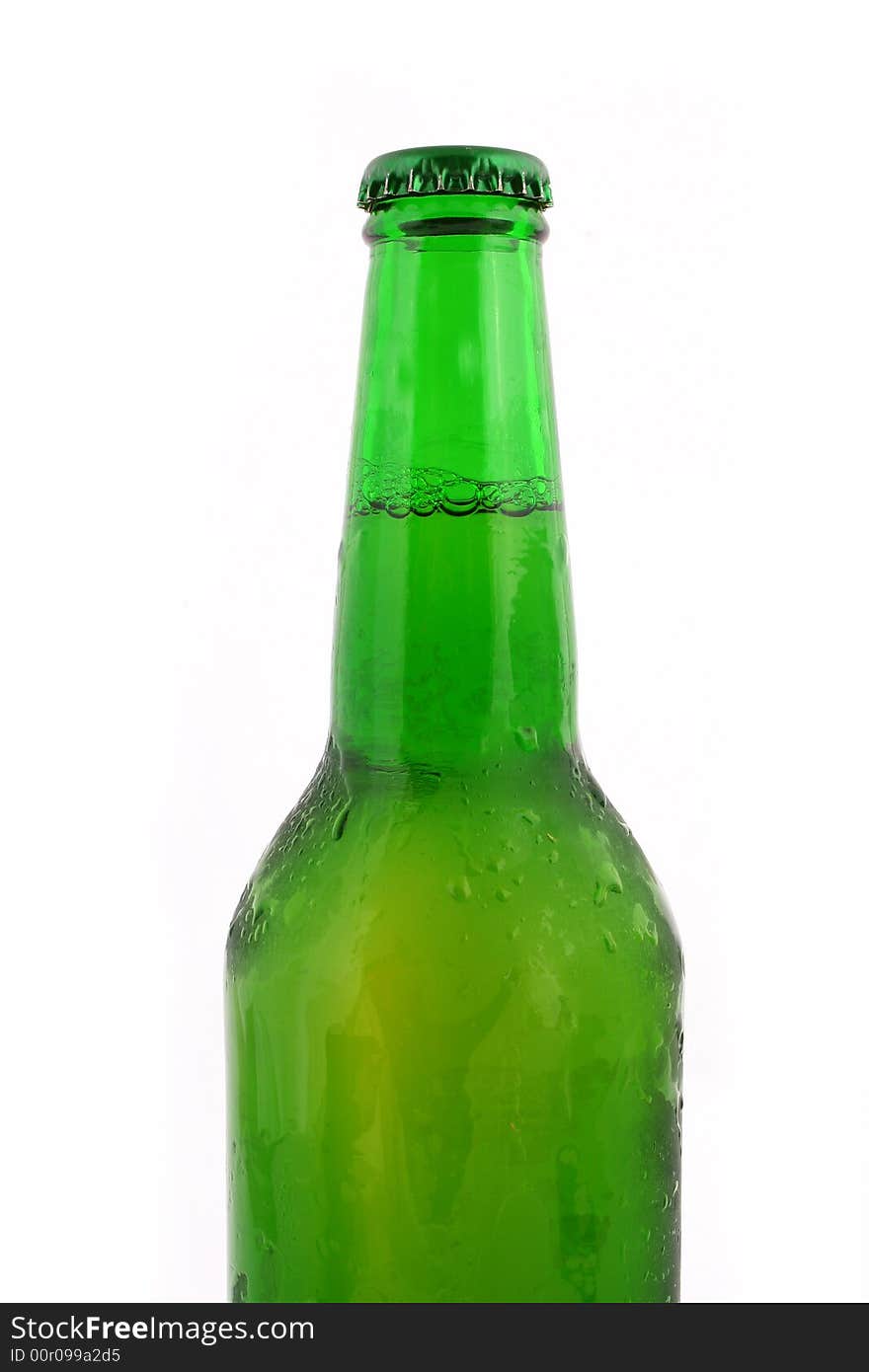 Green bottle with liquid