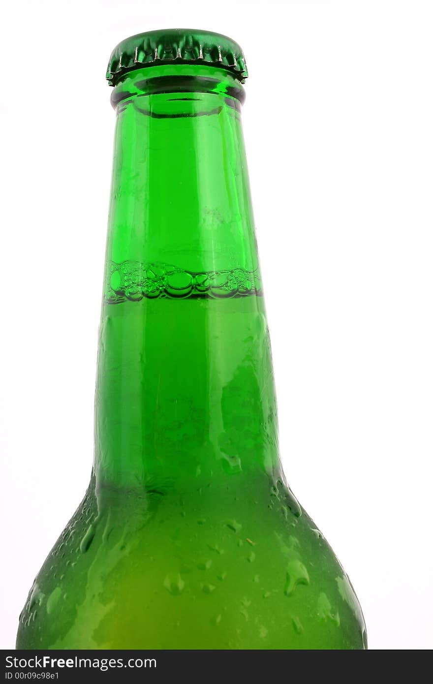 Green bottle with liquid