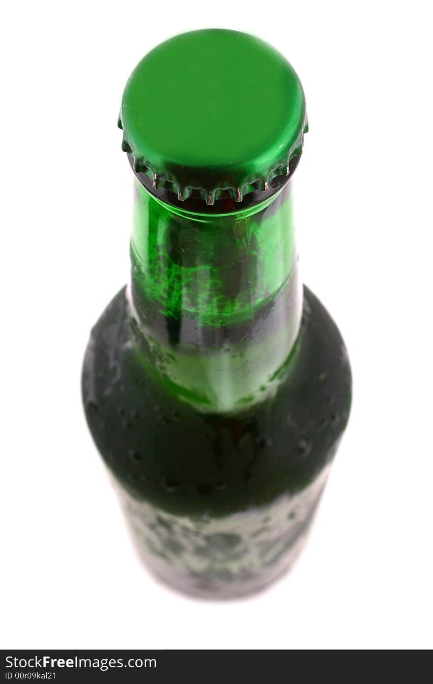 Green bottle with liquid