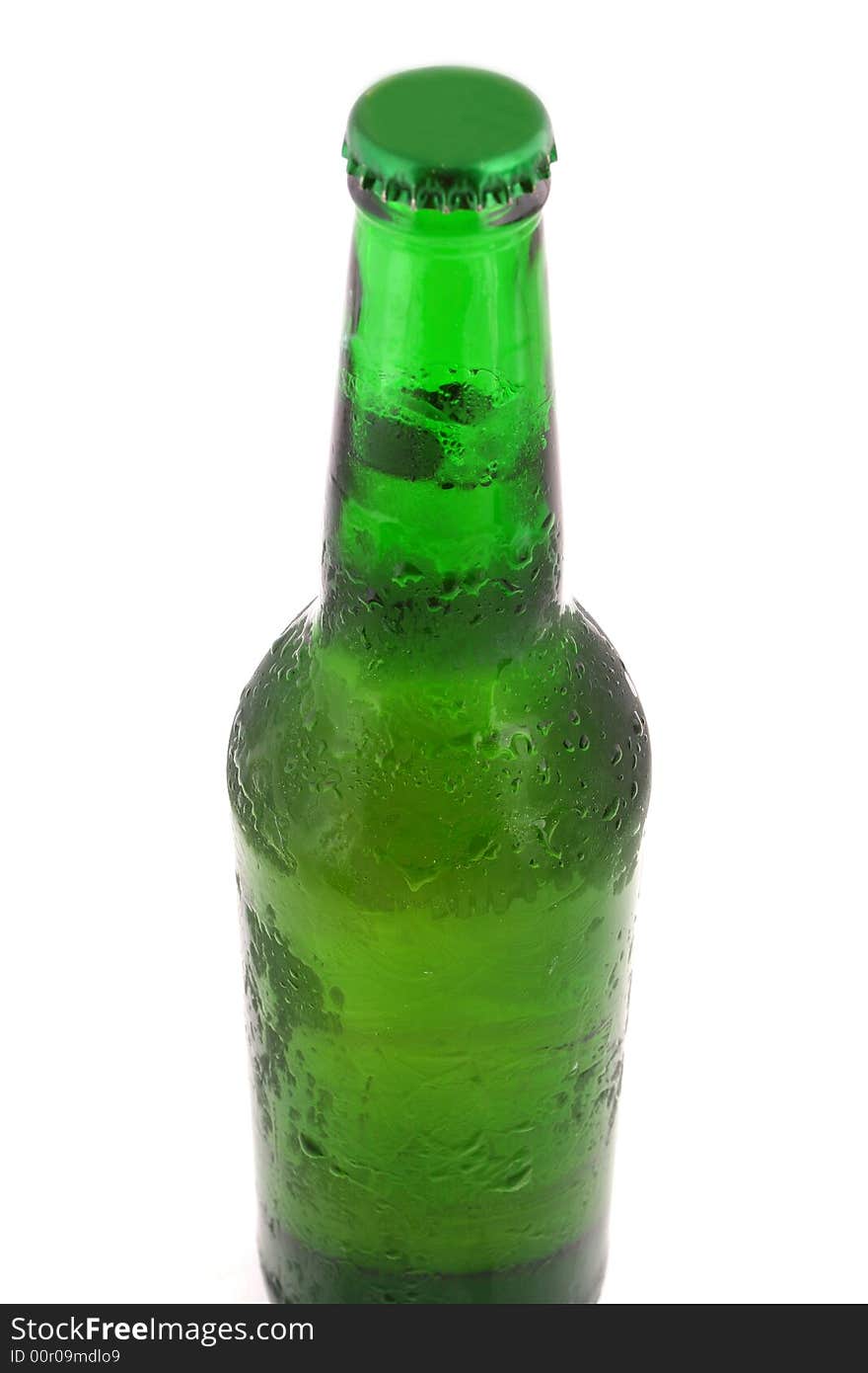 Green bottle with liquid