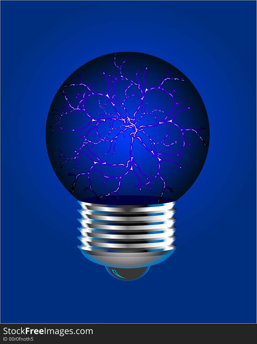 Bulb with a lightning on a dark blue background. Bulb with a lightning on a dark blue background