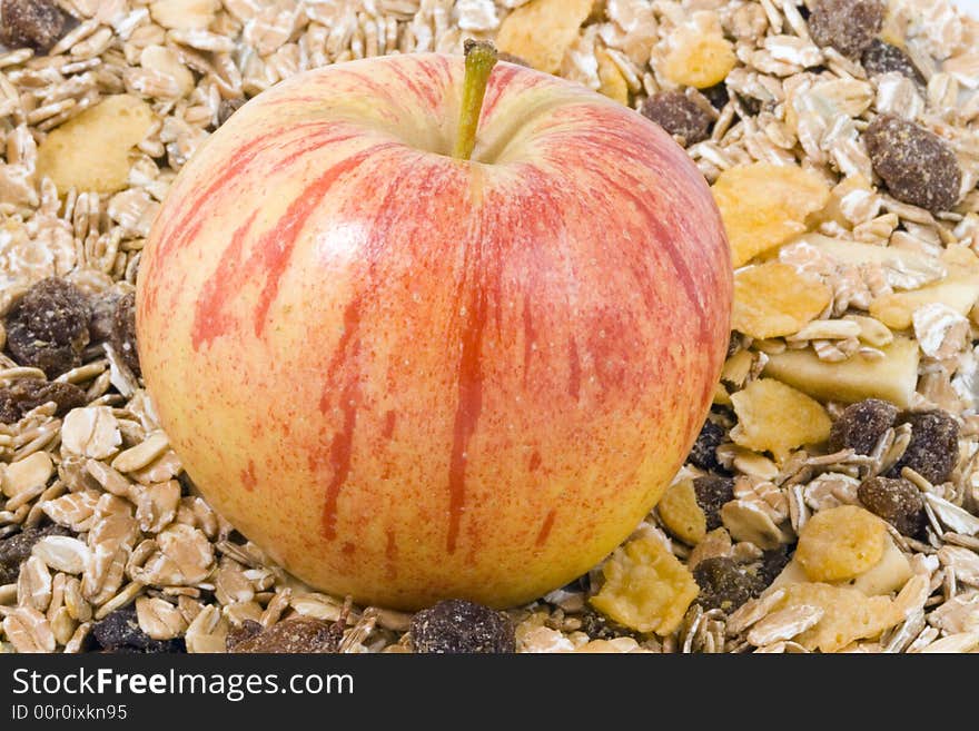 An apple and some cornflakes - healthy diet