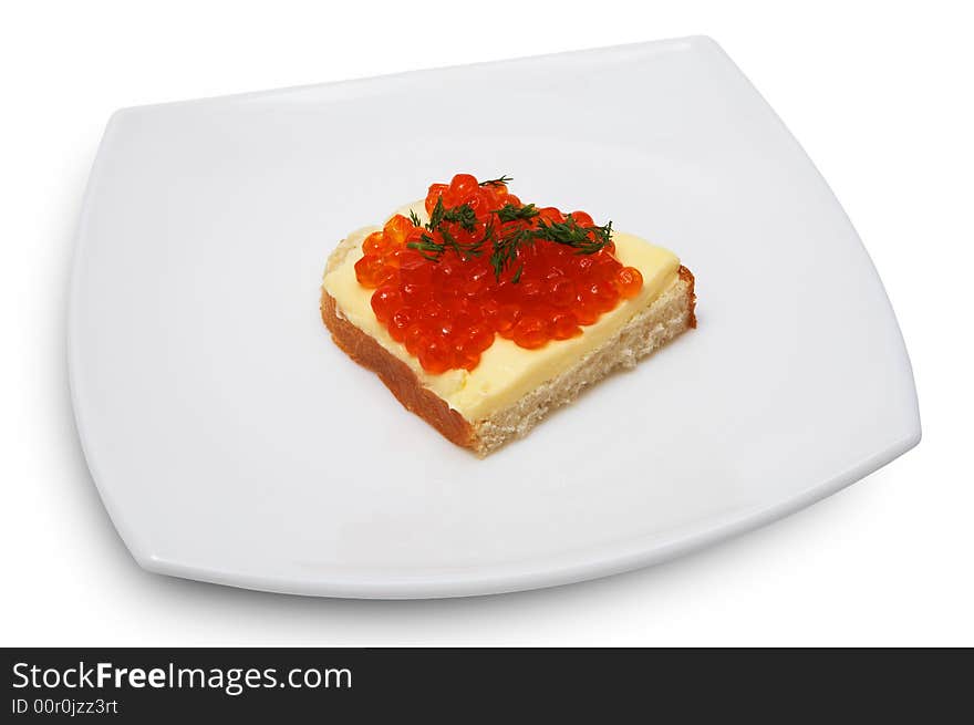 Sandwich with red caviar