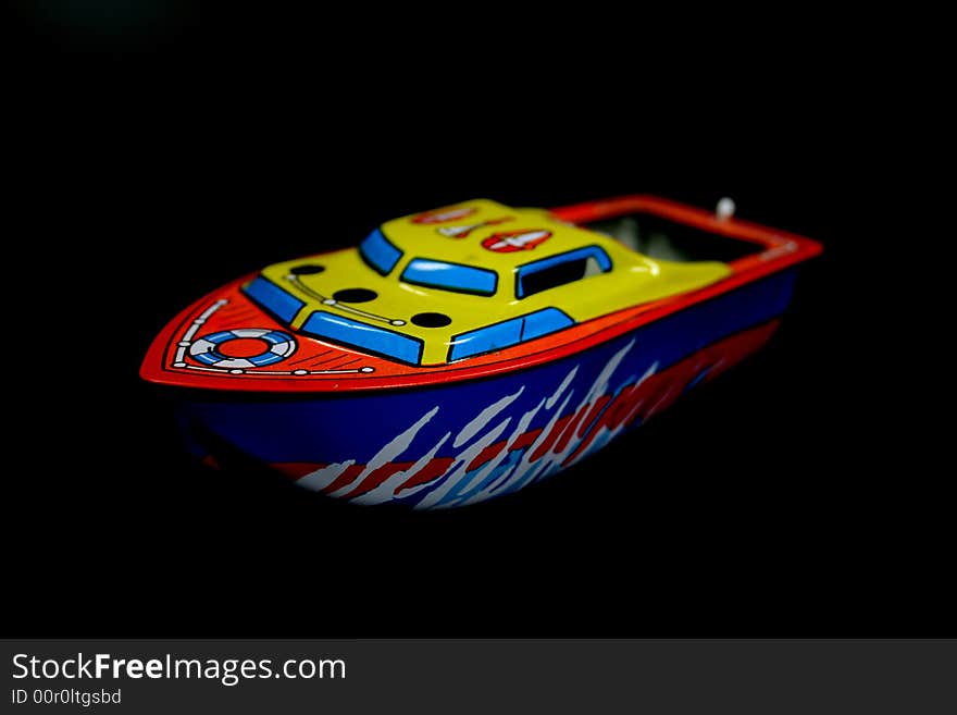 Old retro toy diesel boat