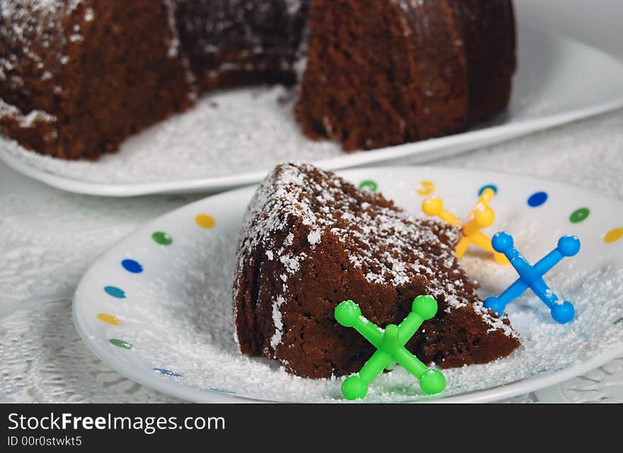 Slice of homemade chocolate cake. Slice of homemade chocolate cake.