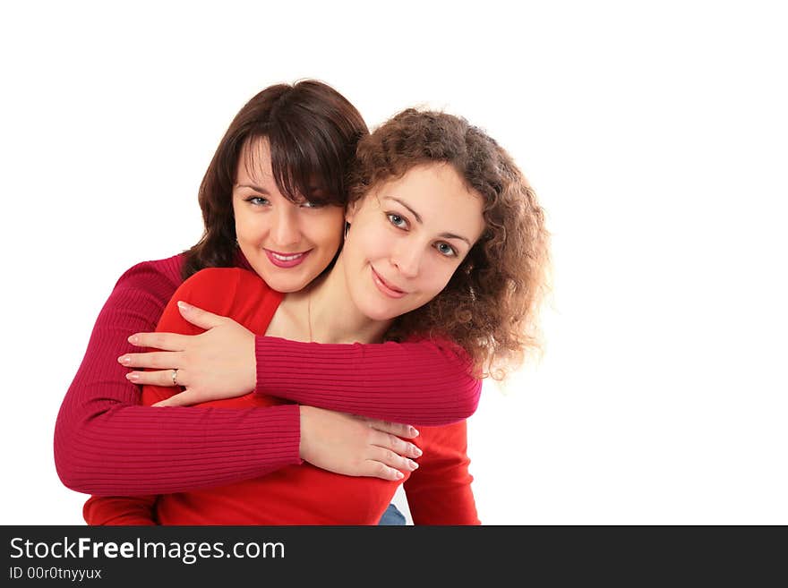 Two girls embraces