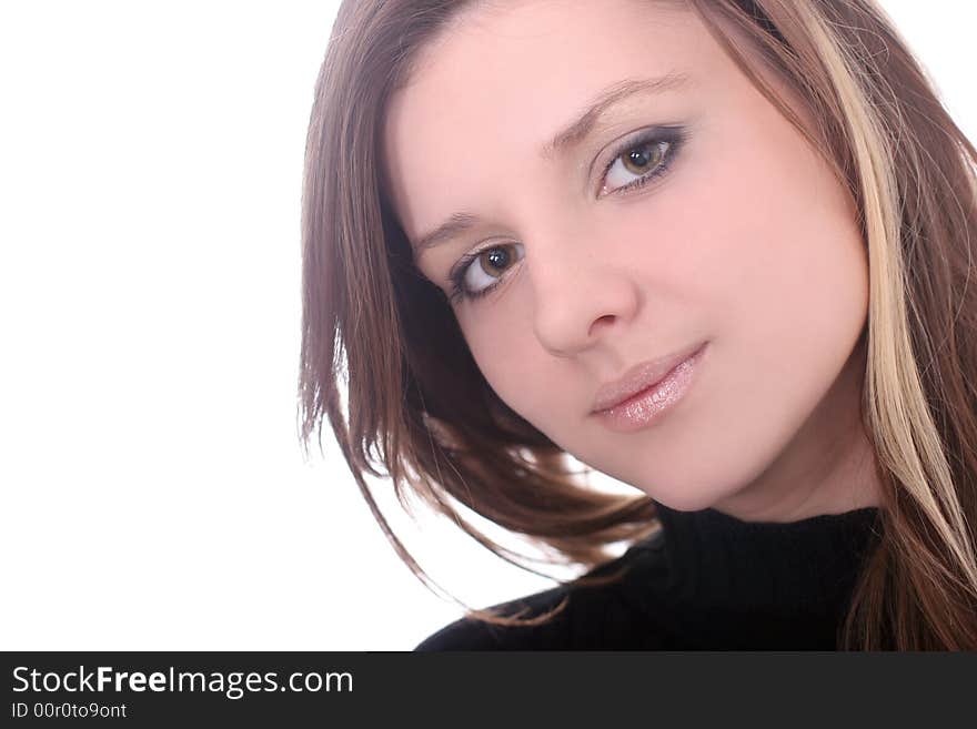 Sexy brunette on white background