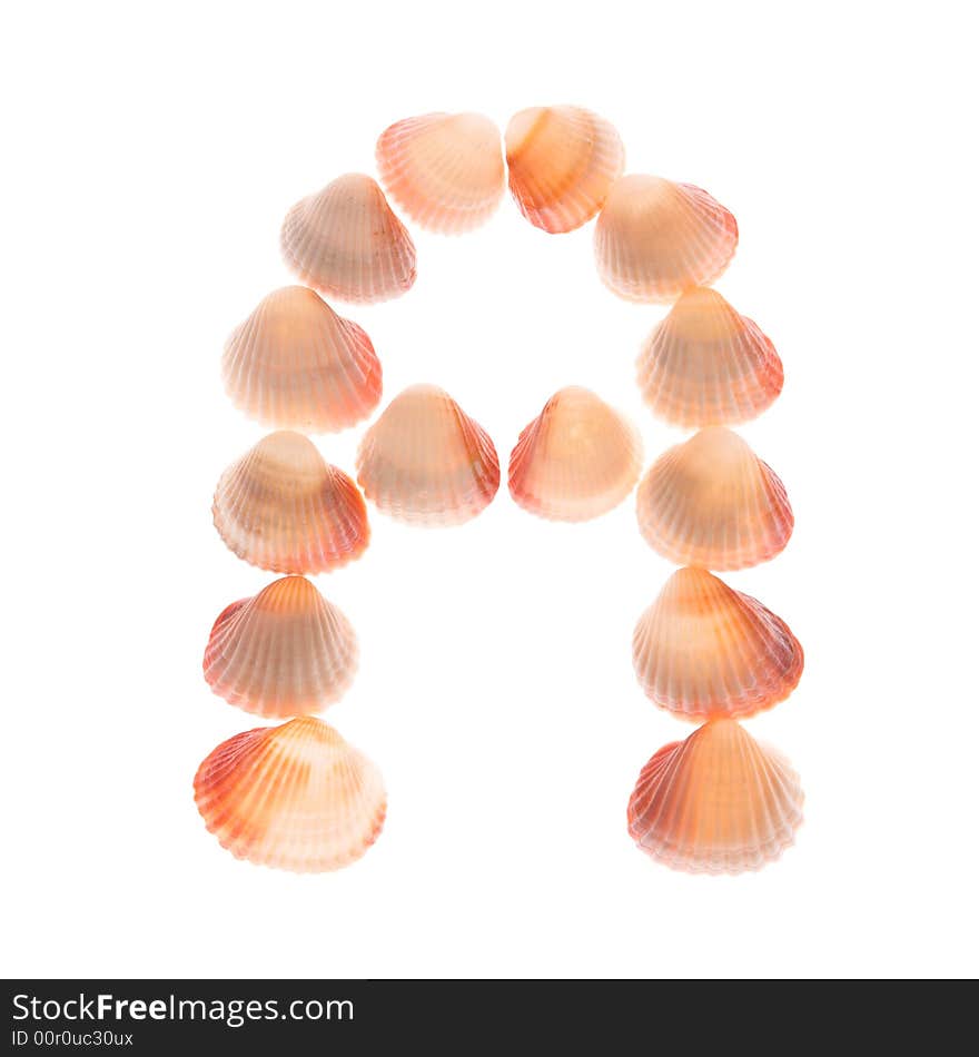 Shell letter A, white background, isolated