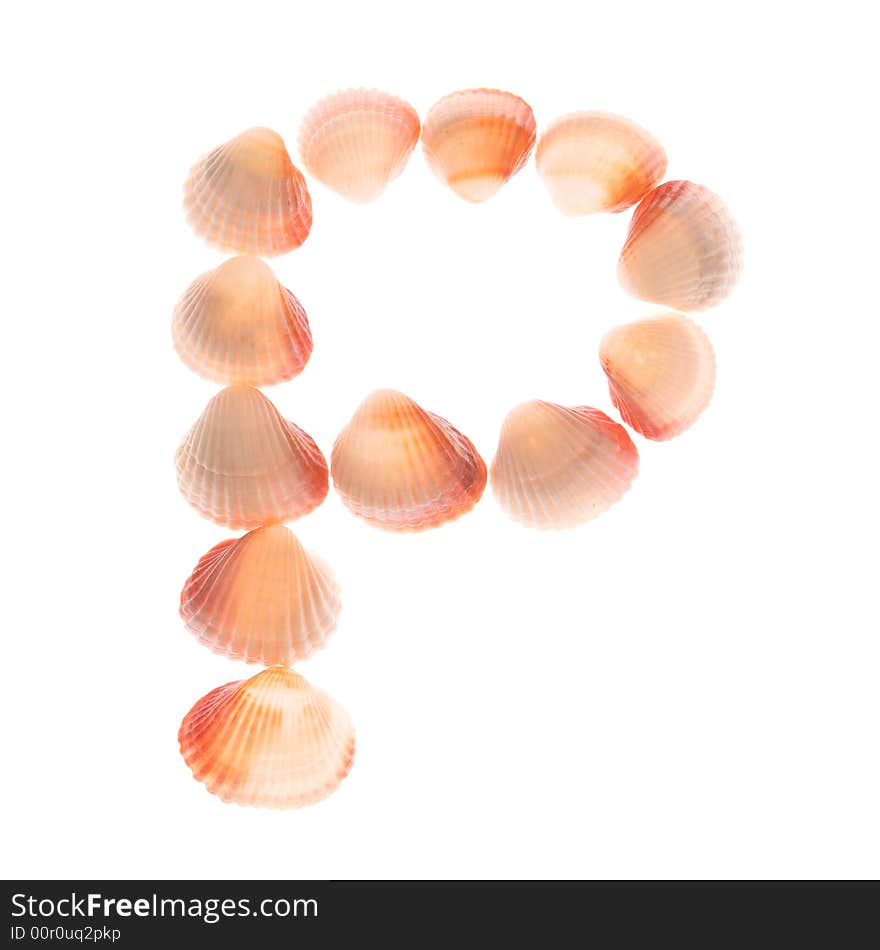 Shell letter P, white background, isolated