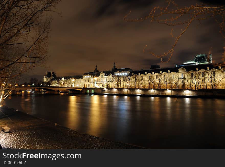 Building of institut de France in Paris, France at night