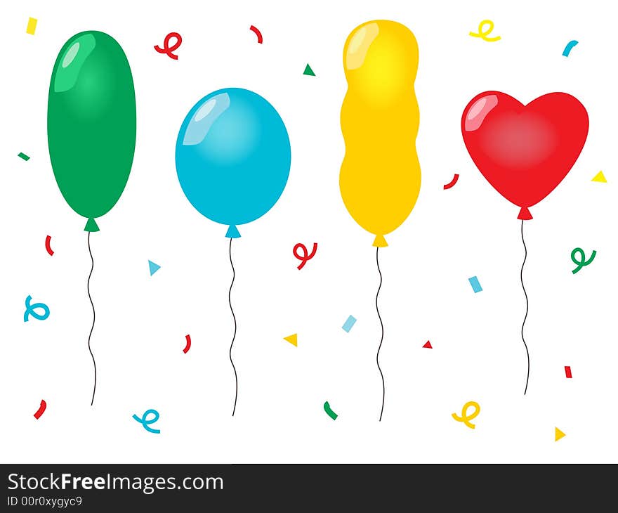 Four color balloons on white