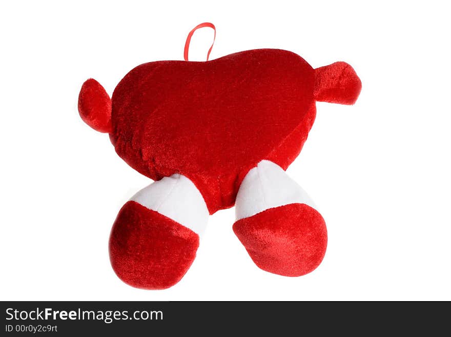 Red heart with legs and ears isolated on white background