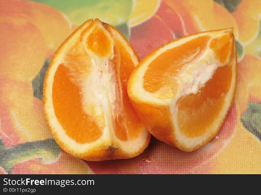 Two pieces of fresh orange