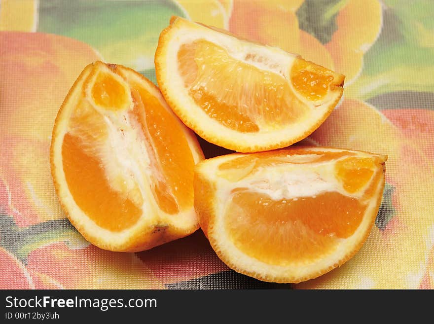 Three pieces of fresh orange