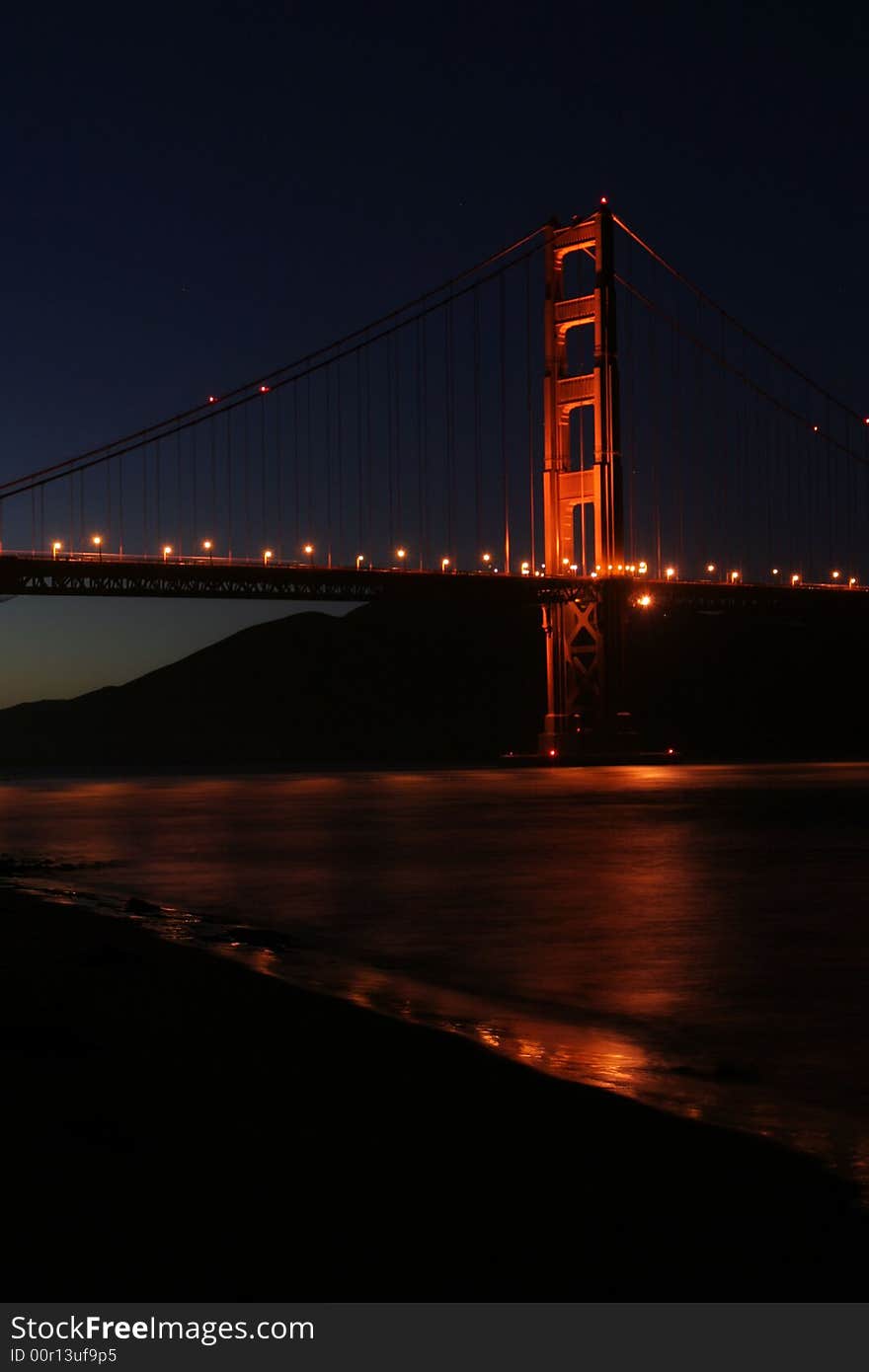 San Francisco Golden Gate Bridge from Crissy Fields at Night