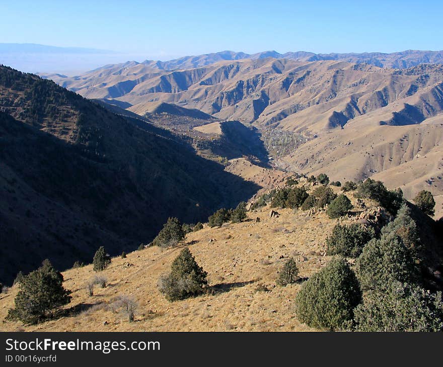 Village among mountains