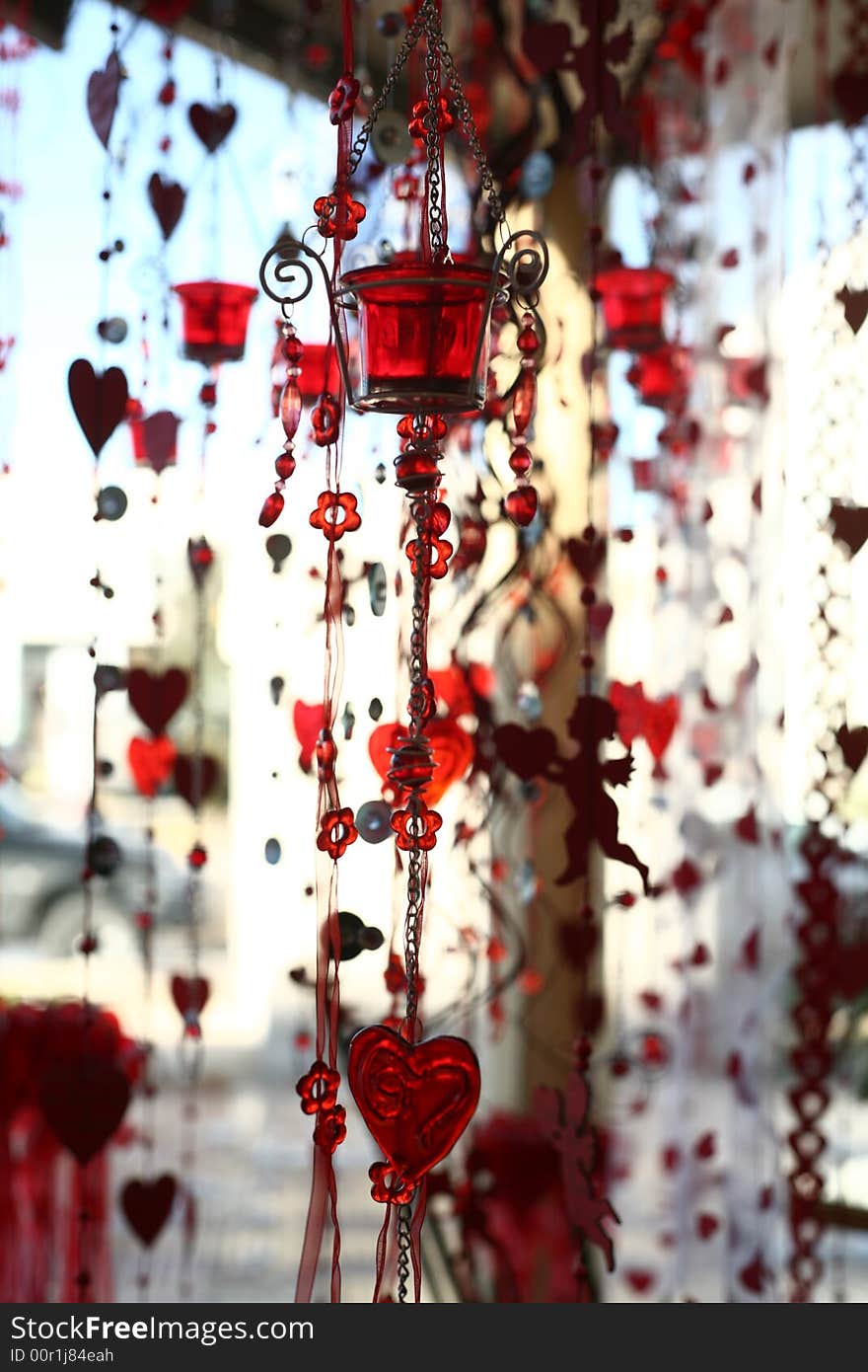 Picture of Valentine hearts and glass decoration