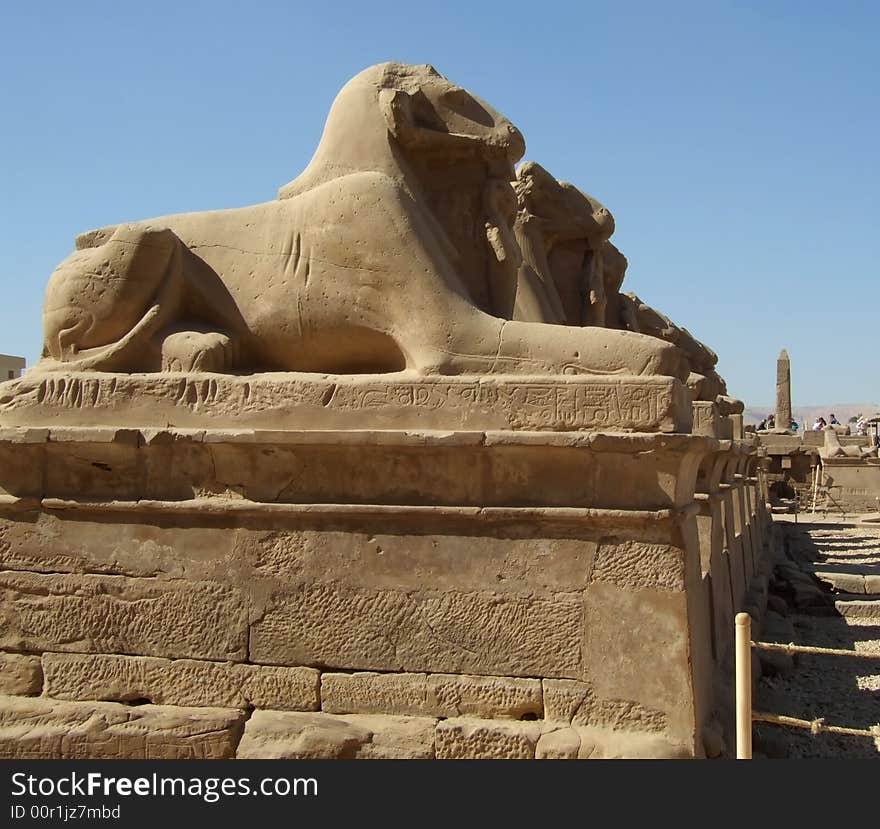 Statue of rams guarding included in Karnak