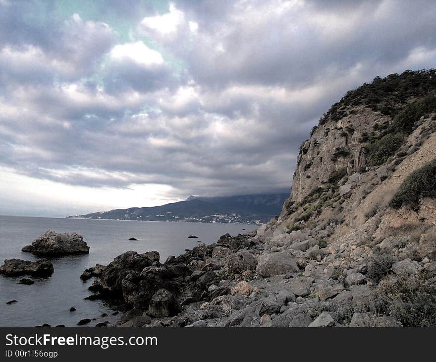 Adventure black clouds dawn landscape morning mountains rest rising sea sky sun the tourism travel ukraine weather yalta