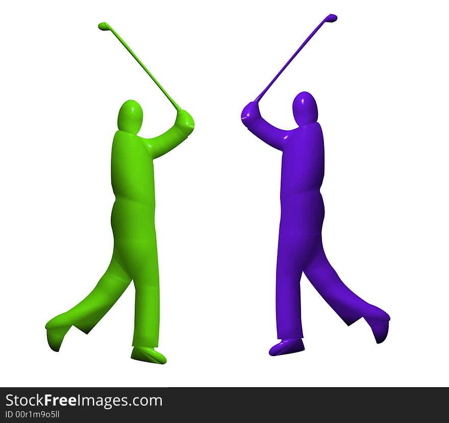 3D model of a male golfer swinging