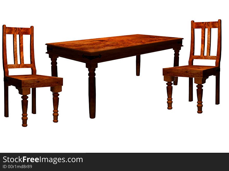 Antique table and chairs making a solid background