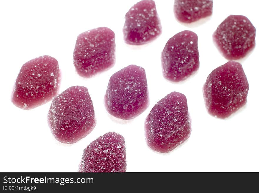 Sweet fruit drops close up