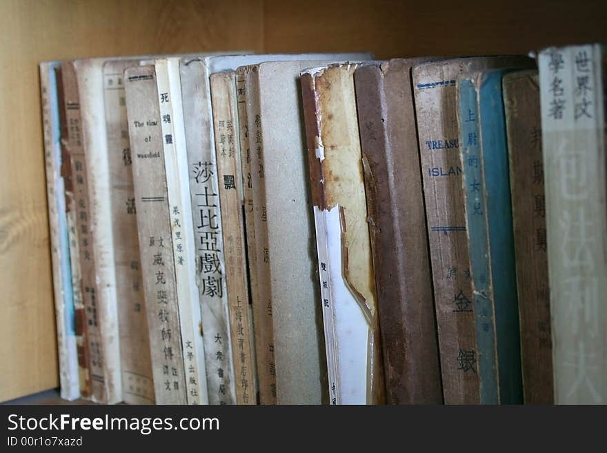 Old classic story books on shelf. Old classic story books on shelf