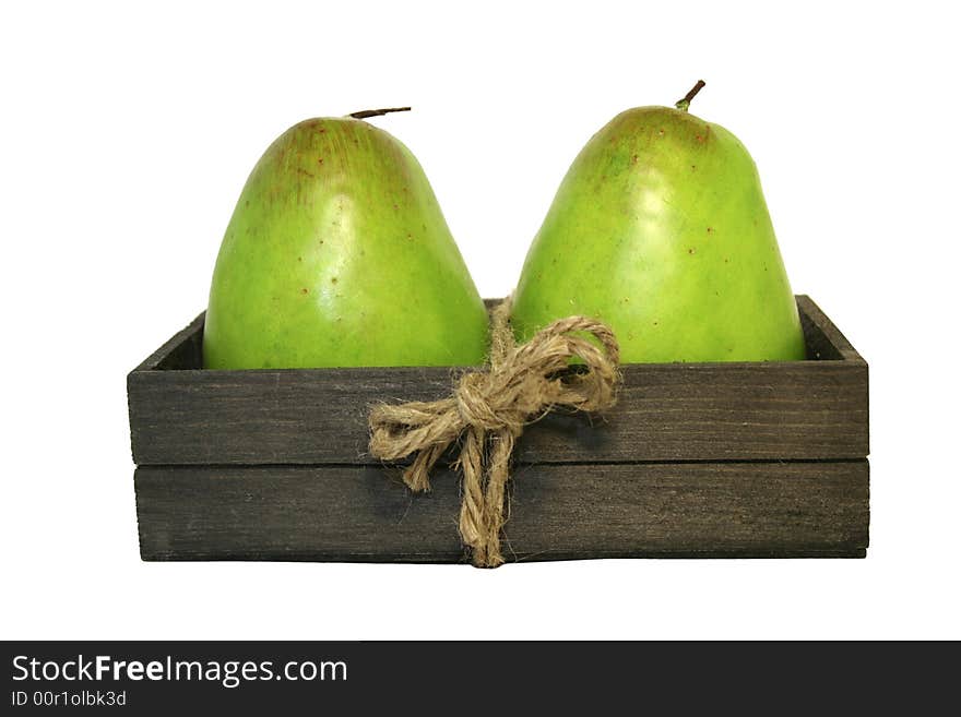 Pears in the wooden box