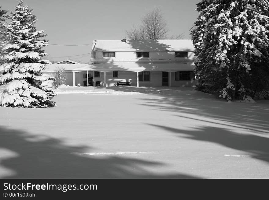 First snowfall at a country house in Ohio. First snowfall at a country house in Ohio