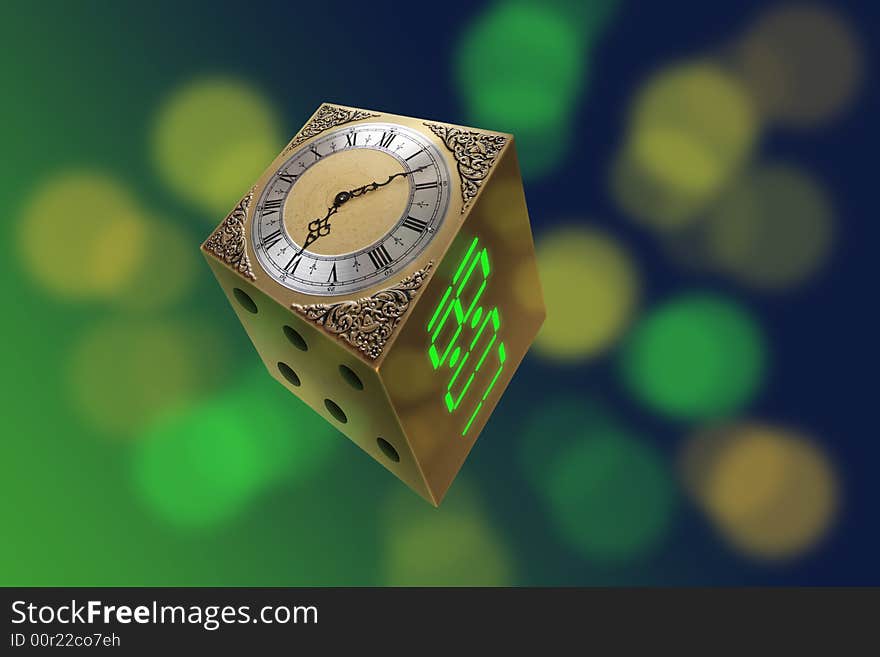 Dicing ,abstract background with old clock