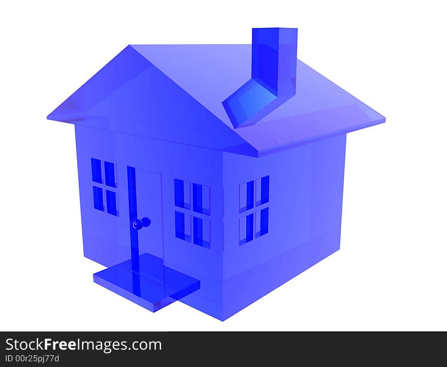A 3D render of a little glass house. A 3D render of a little glass house.