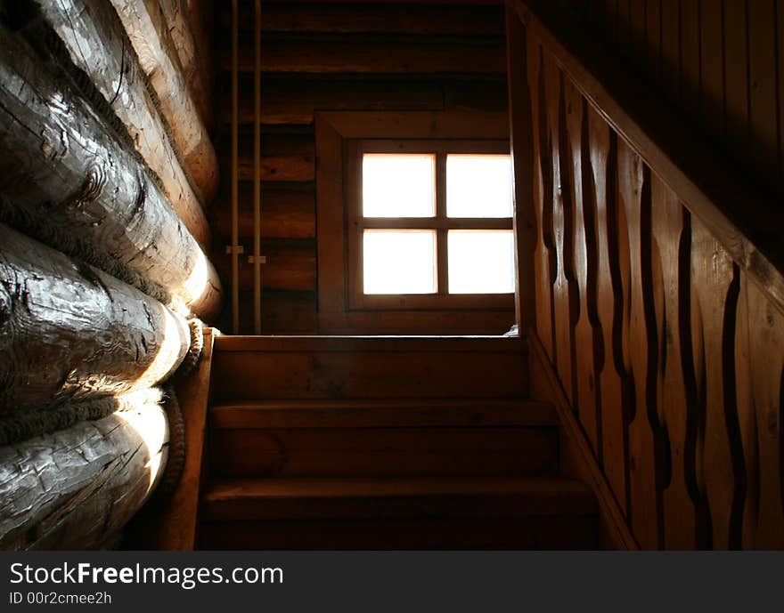 Russian wood house inside view. Russian wood house inside view