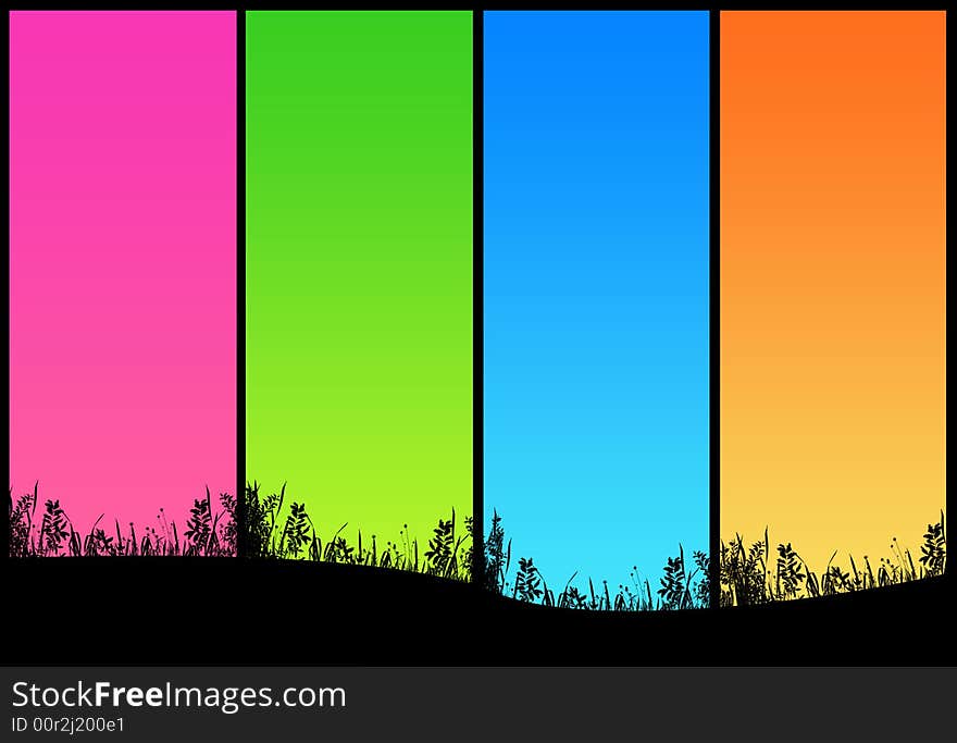 Illustration of four colored backgrounds with copy space. Illustration of four colored backgrounds with copy space