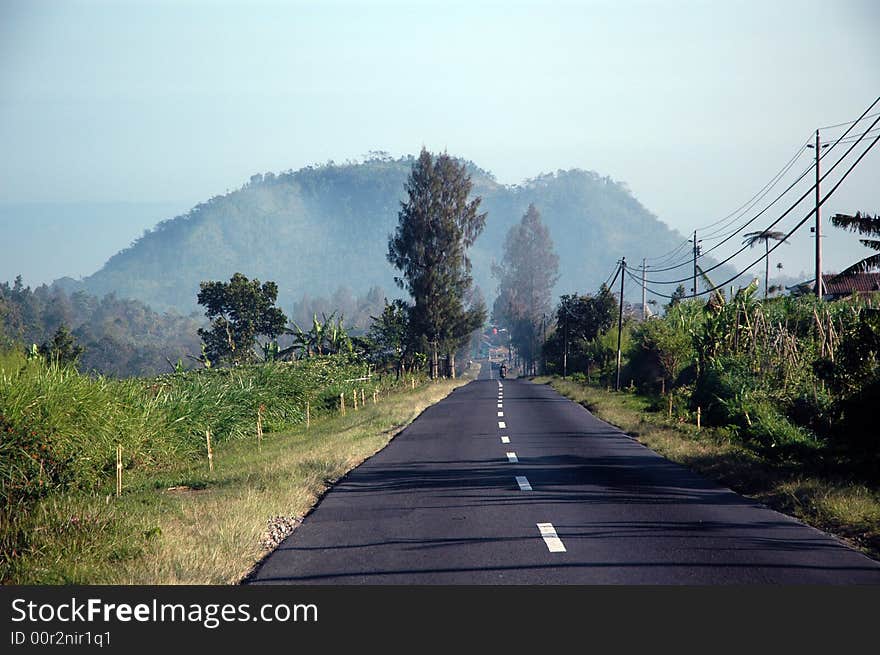 The road to Salatiga City From Merbabu Mountain