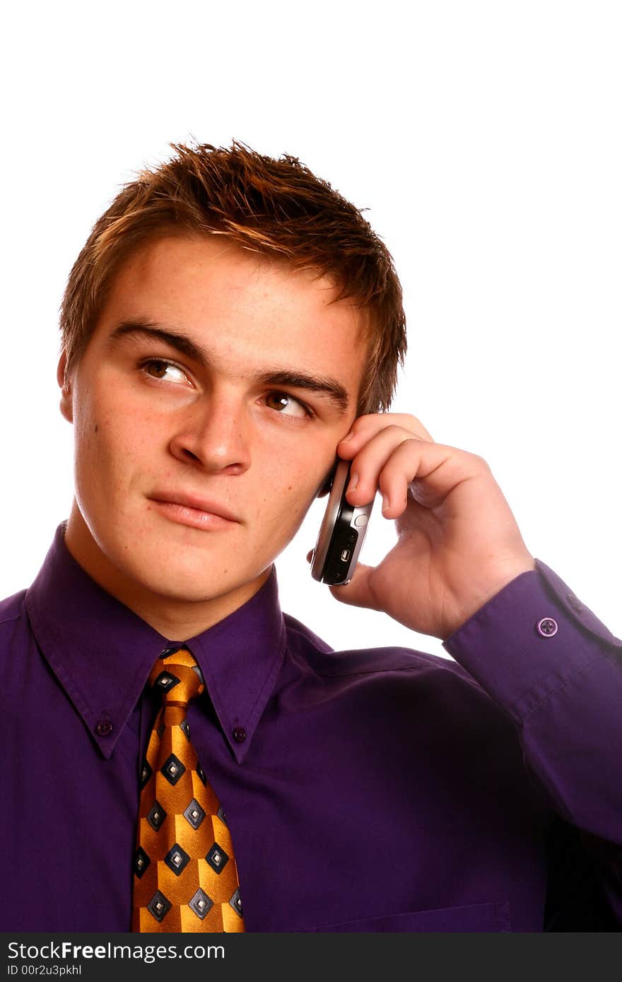 Young successful business man on the phone