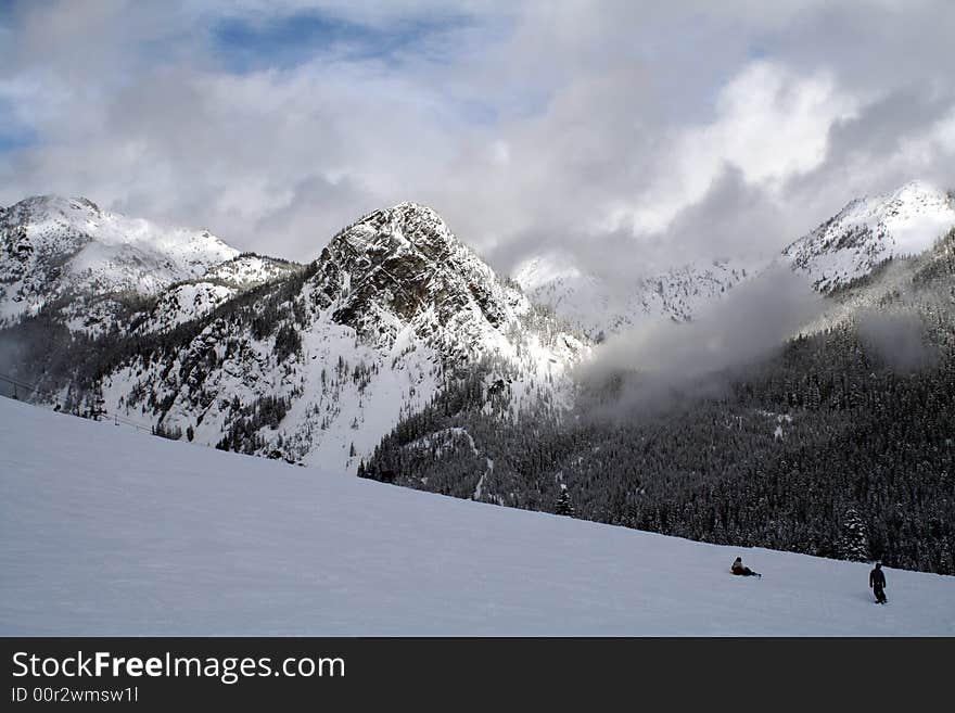 Skiers take a rest.