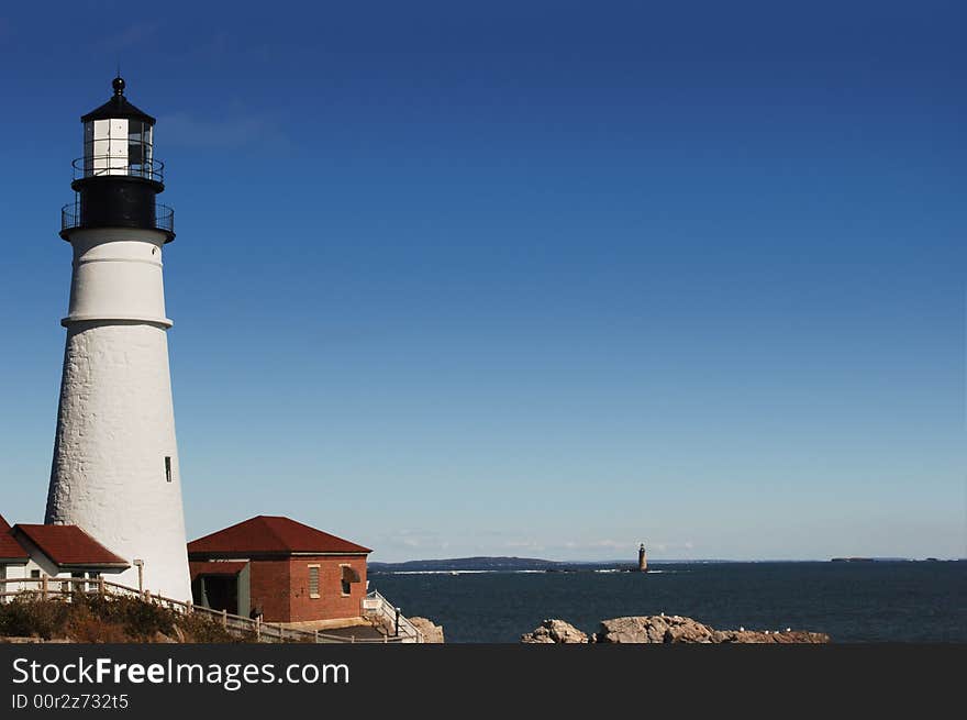 Eastern Seaboard lighthouse looking out towards the ocean. Eastern Seaboard lighthouse looking out towards the ocean