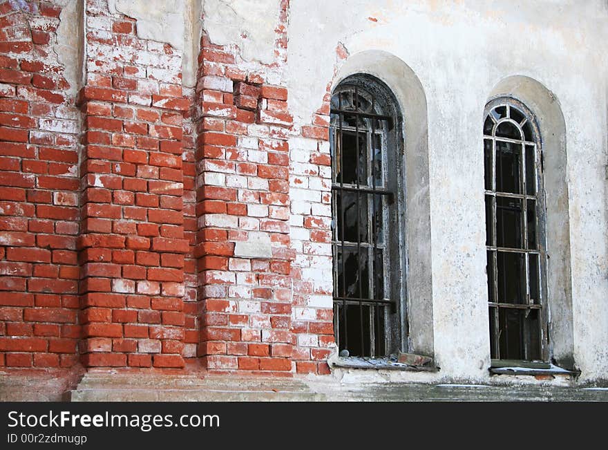 Old and desolate building with windows. Old and desolate building with windows