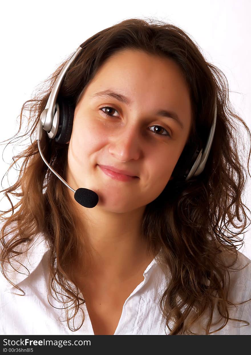 Woman wearing a headset