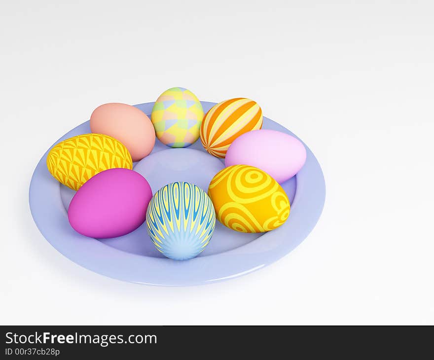 Easter Eggs In A Plate