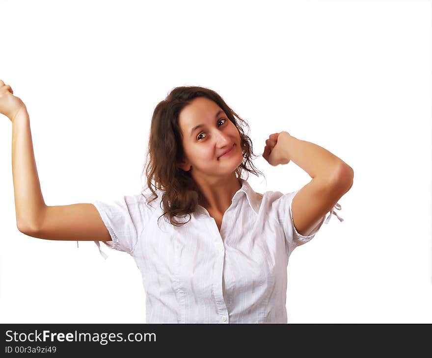 Happy young woman celebrating her success